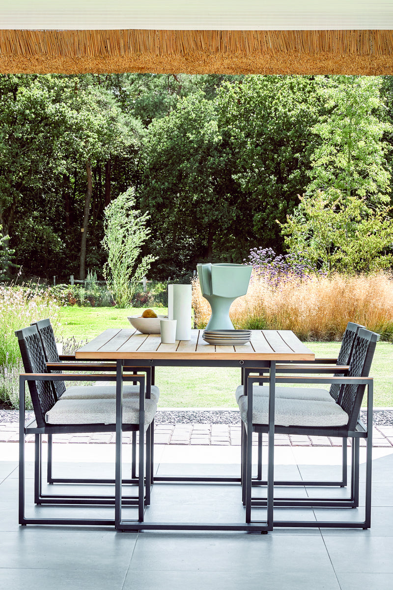 Alfresco Condor Teak Top Dining Table with Umbrella Hole 75"