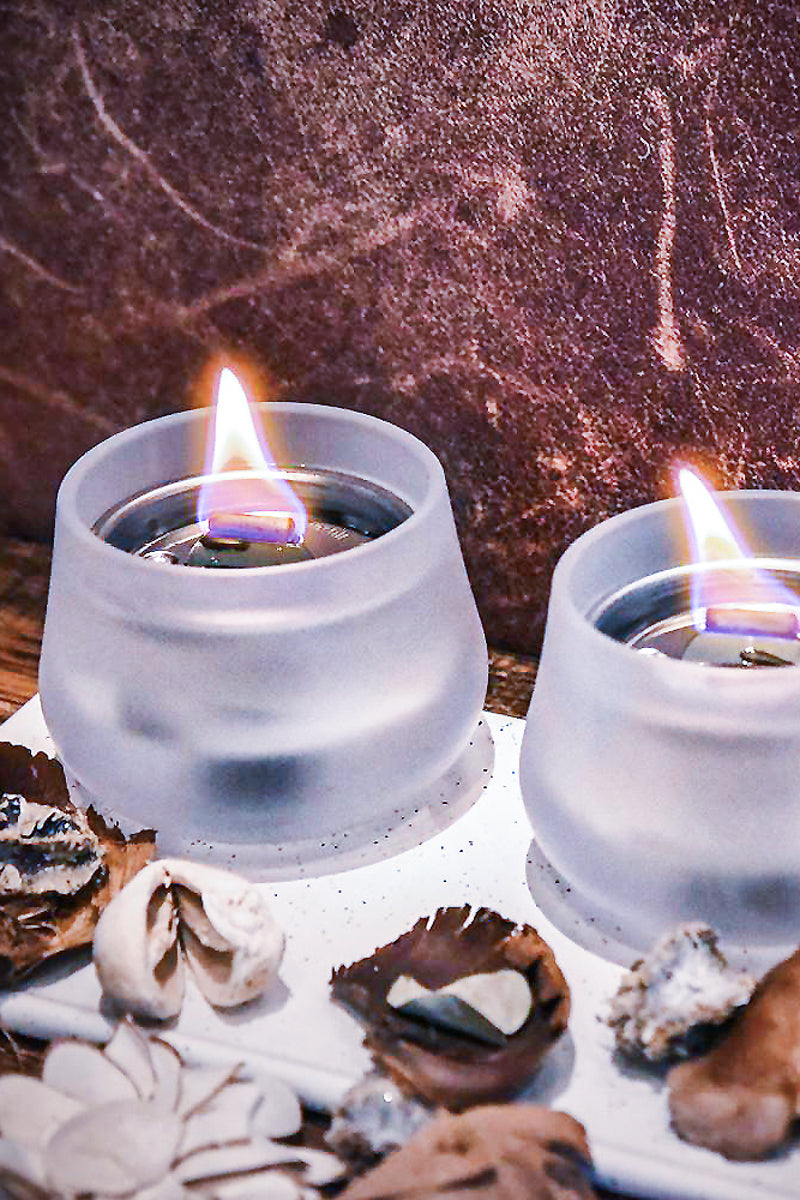 MIST GLS CANDLE ROUND OIL/LMP