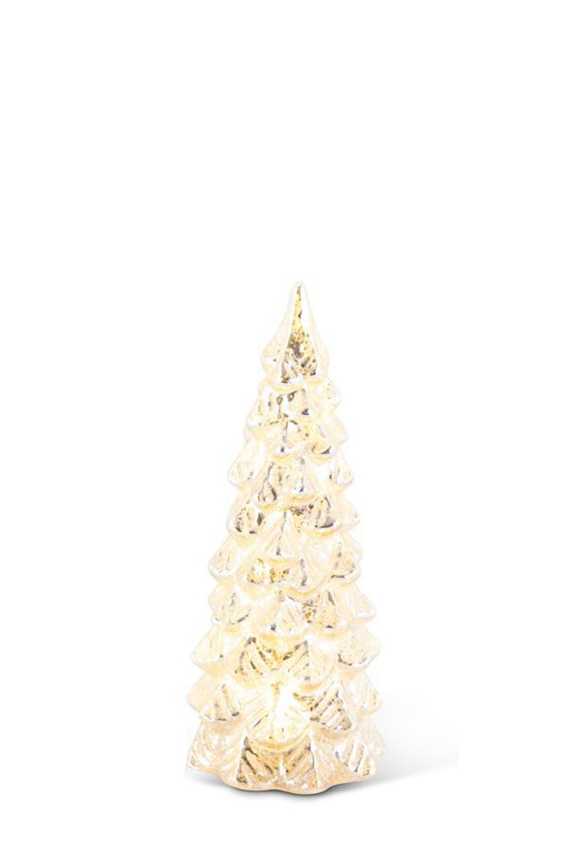 Glittered Mercury Glass LED Tree Small Silver