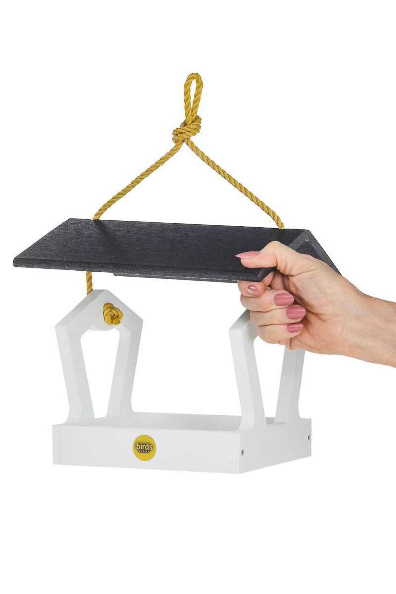 Birds Choice Modern Farmhouse Fly-Thru Bird Feeder in Black and White