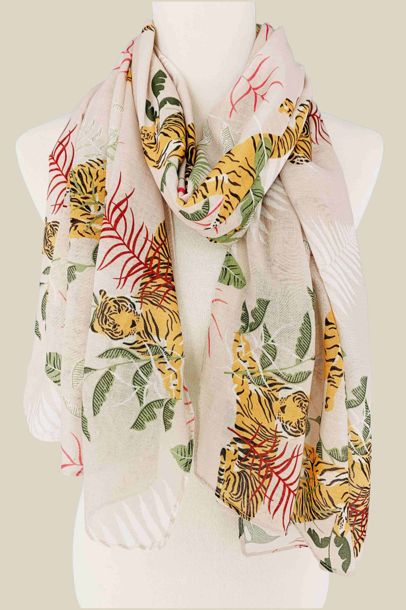 Tiger & Tropical Scarf Khaki