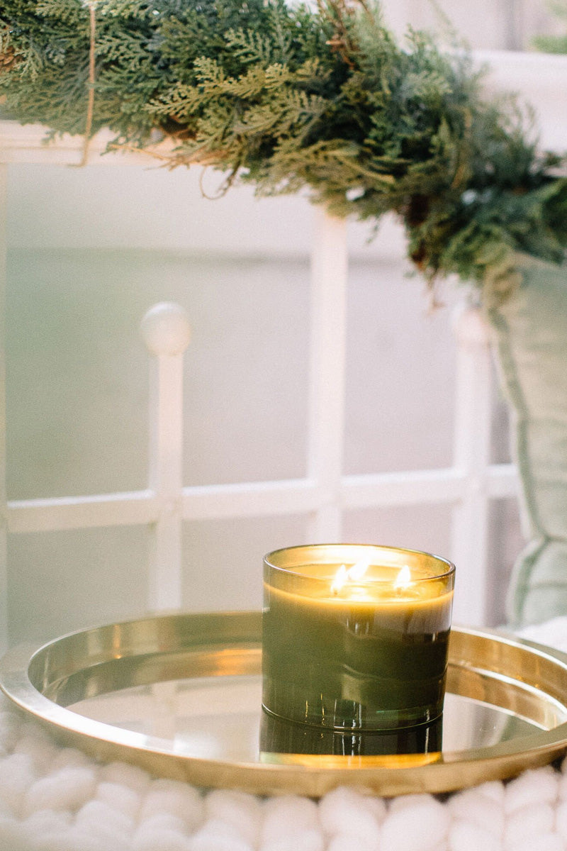 Thymes Frasier Fir Pine Needle Poured Candle Green 3-Wick