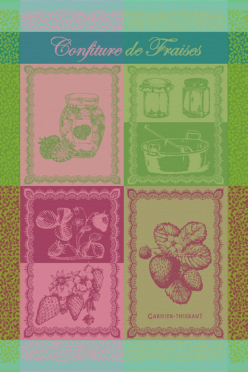 Garnier-Thiebaut Confiture De Fraises Jacquard Cotton Kitchen Towel  22"x 30" Printemps