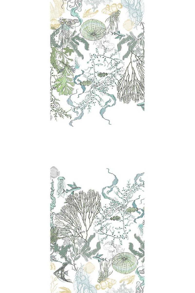 Garnier Thiebaut Balade Marine Cotton & Linen Table Runner 20“ x 61” Verde