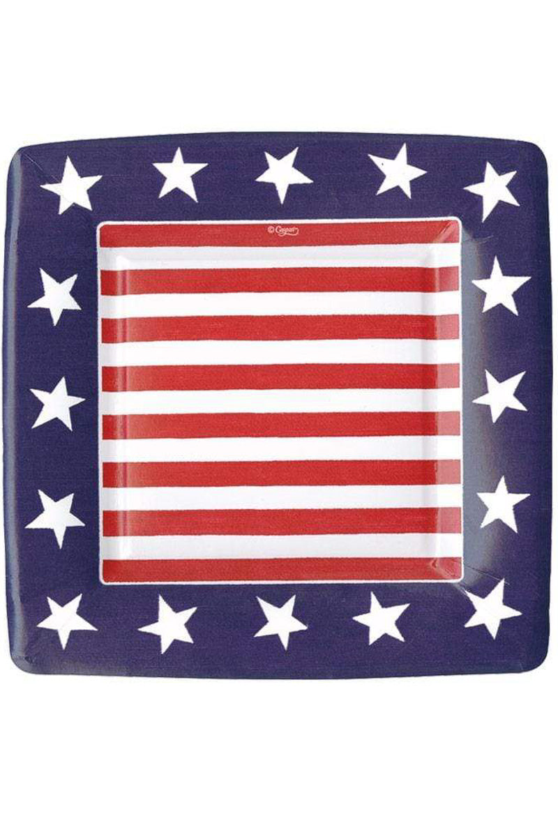 Caspari Red, White & Blue Paper Square Salad Plates