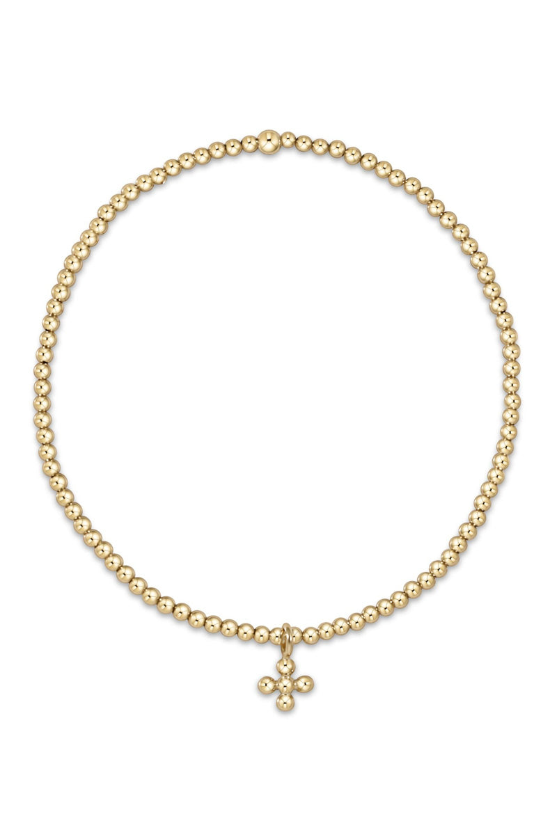 enewton Classic Gold 2mm Bead Bracelet Classic Beaded Signature Cross Small Gold Charm