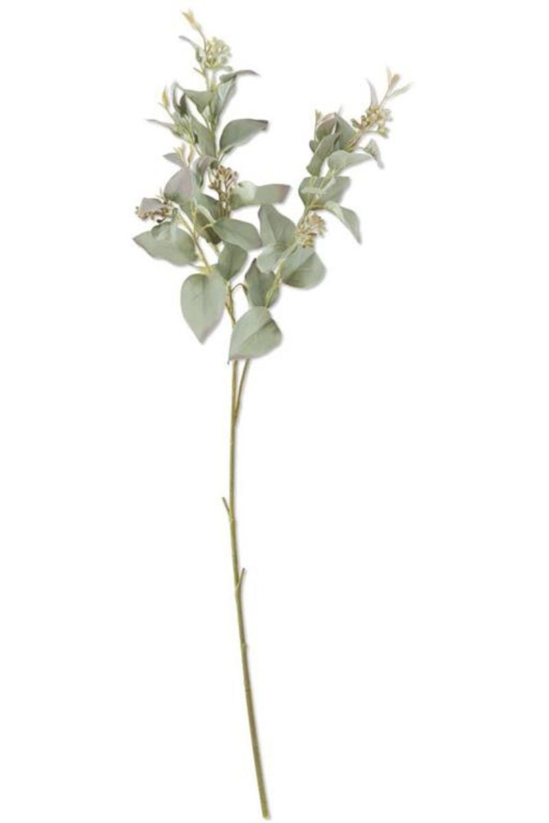 Faux Eucalyptus Spray with Berries 32" Green & Purple
