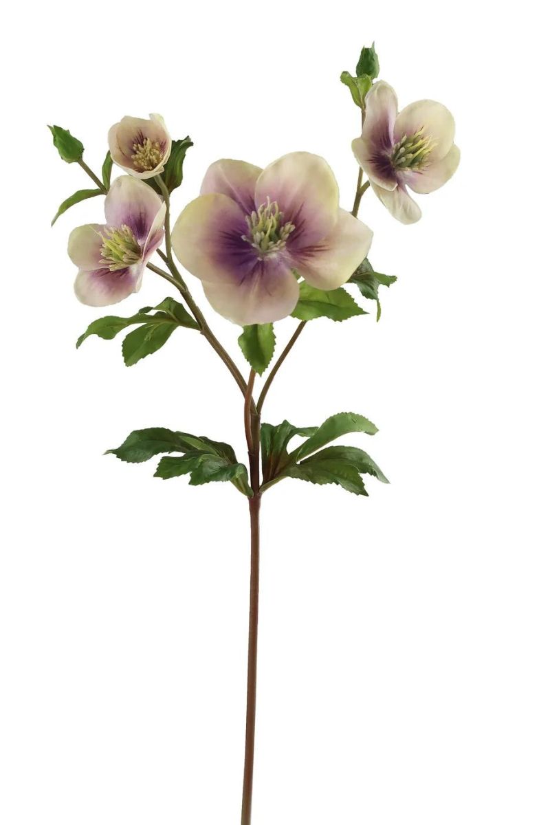 Faux Hellebore Stem 25" Lavender White