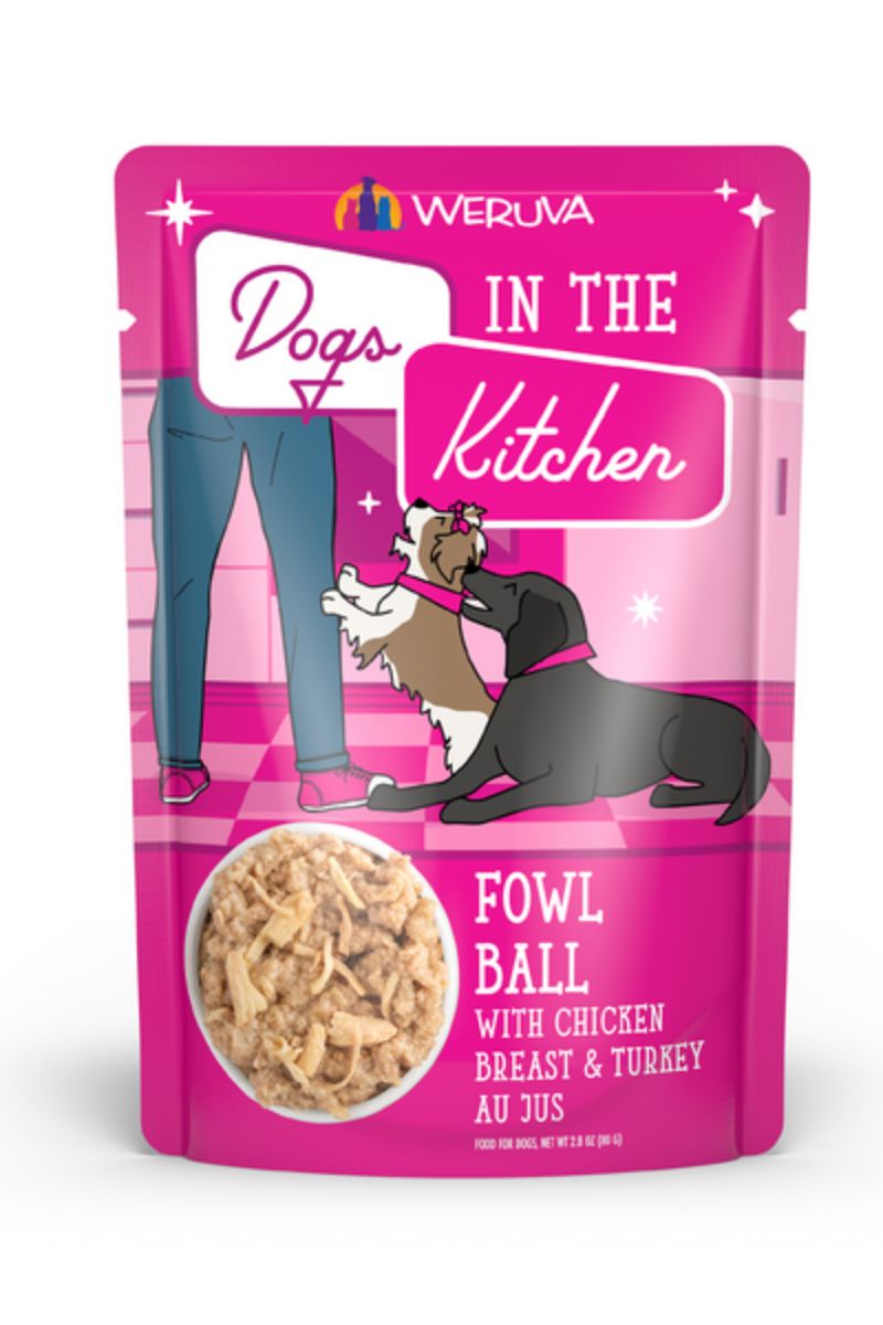 Weruva Dogs In The Kitchen Fowl Ball with Chicken Breast & Turkey Au Jus Pouch 2.8 oz