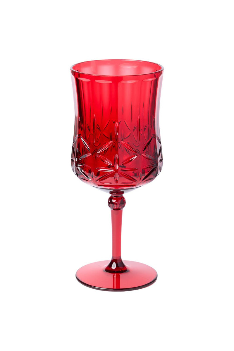 GLASS, WINE STEMMED RED 16OZ