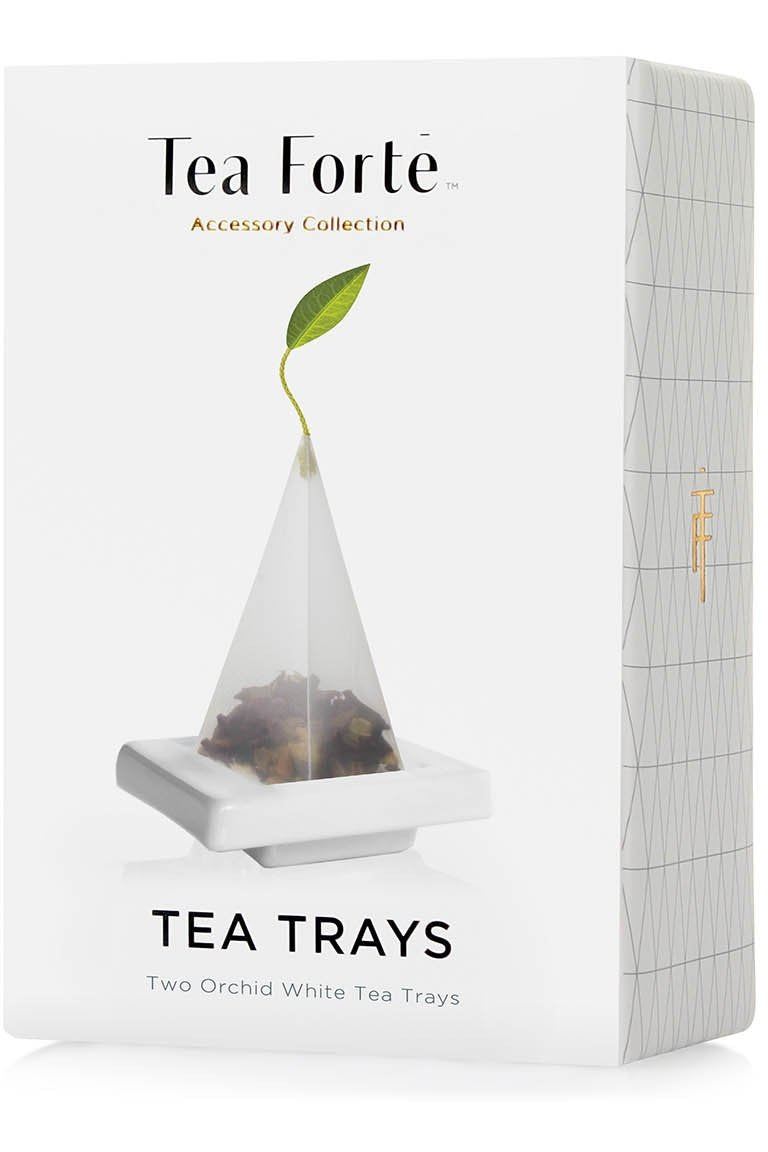 Tea Forte Tea Trays Orchid White Set of Two