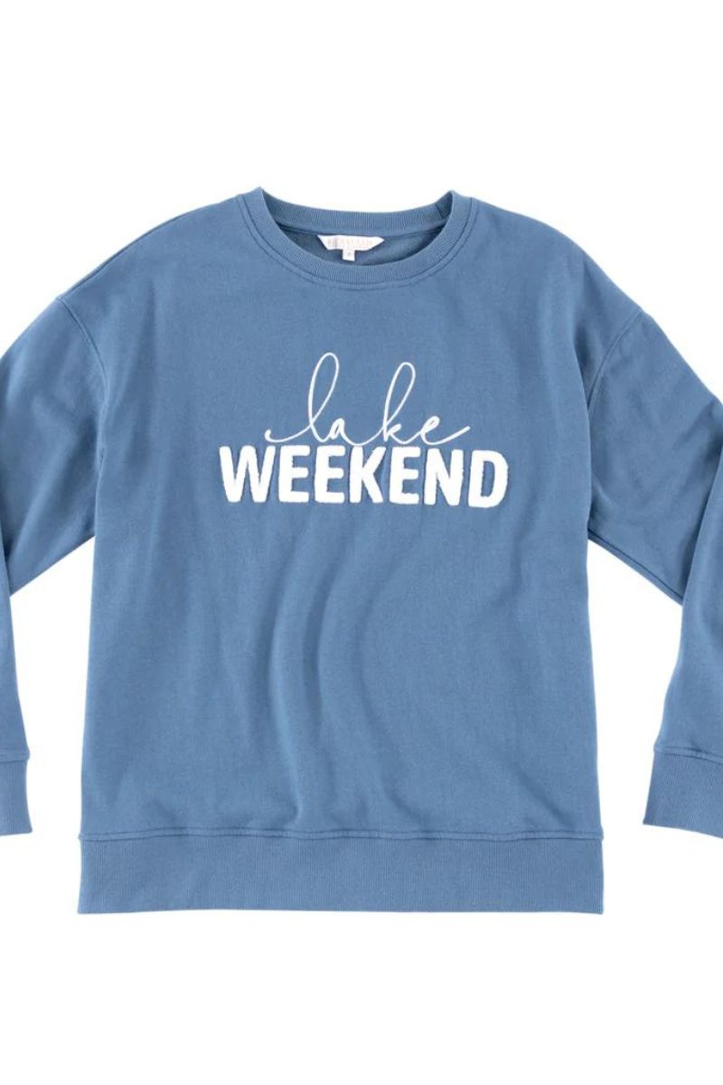 Shiraleah "Lake Weekend" Blue Sweatshirt Extra Large