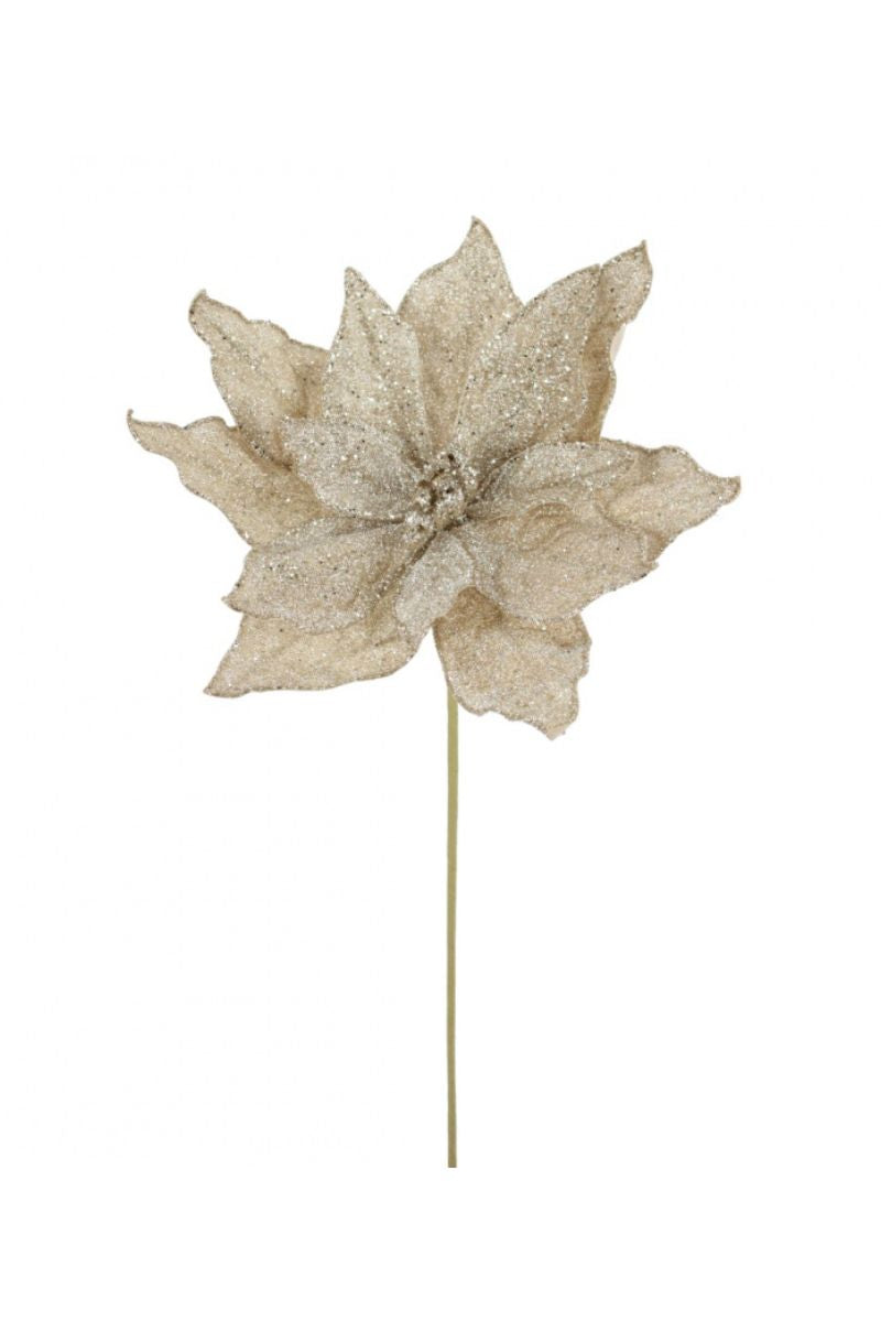 Faux Poinsettia Stem 20" Champagne