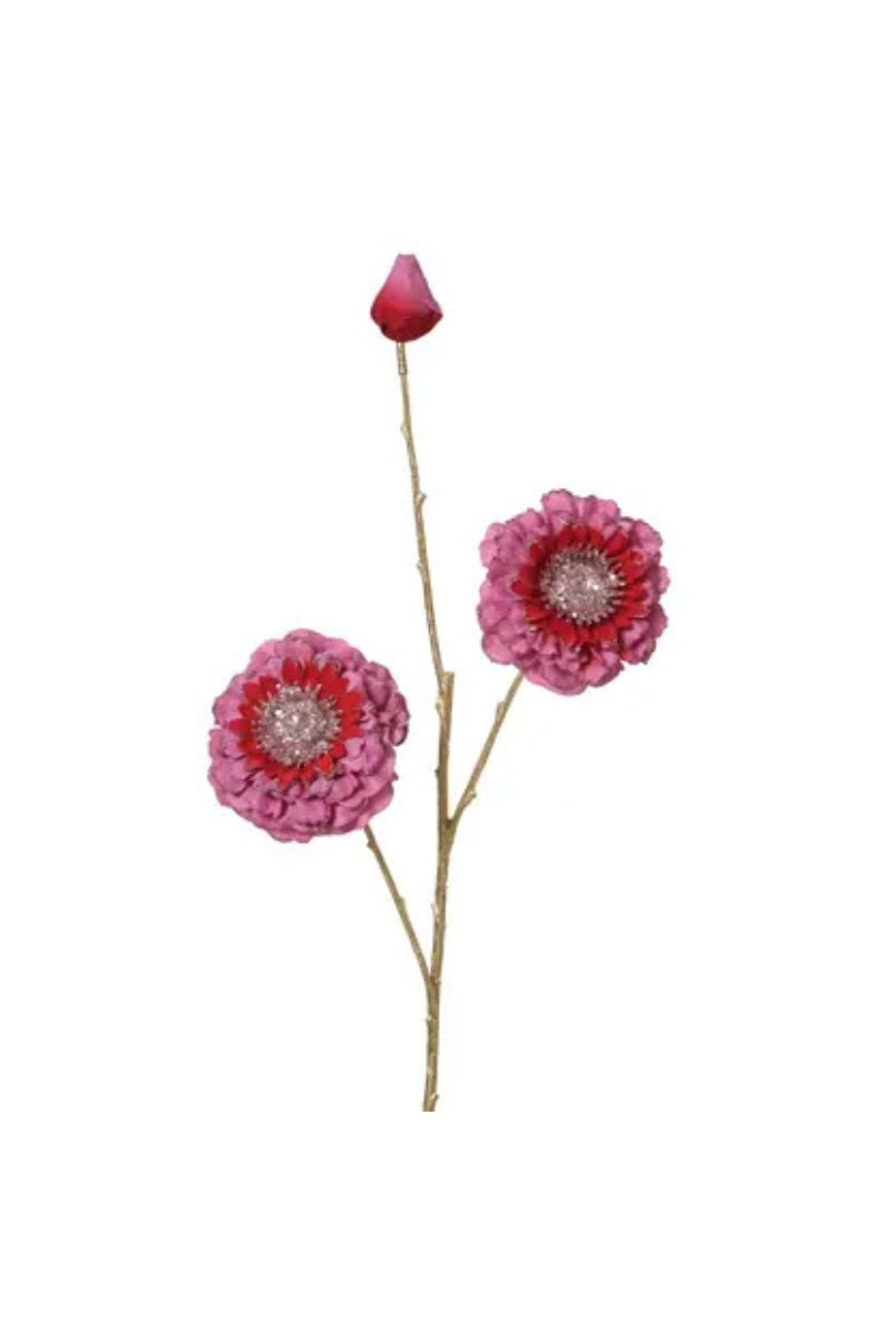 Faux Zinnia Spray 29" Pink