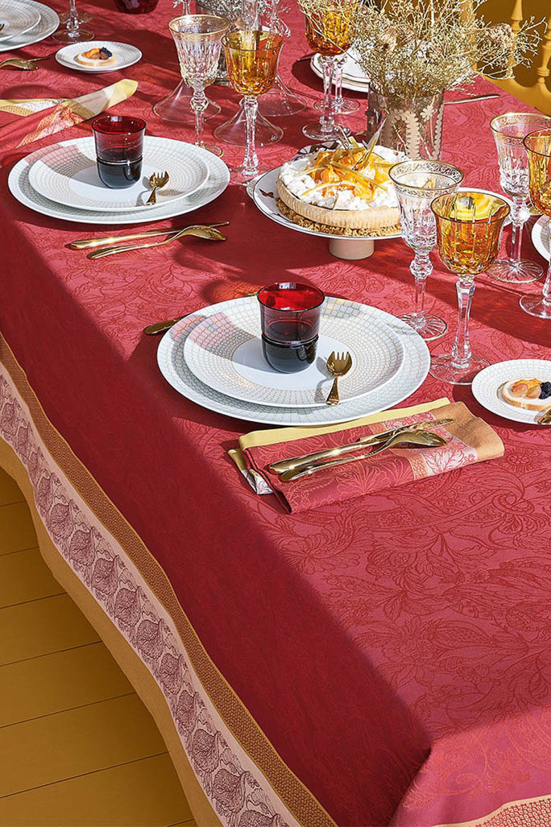 Garnier Thiebaut Alexandria Tablecloth 69"x 100" Ruby