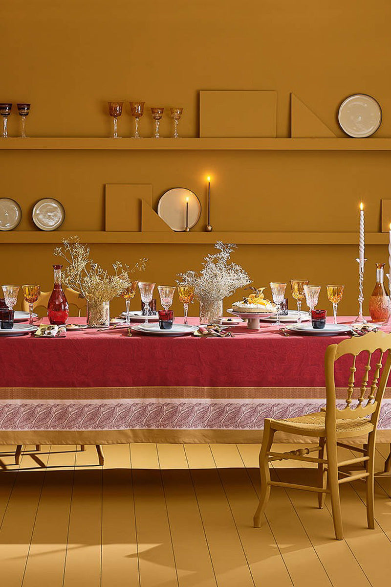 Garnier Thiebaut Alexandria Tablecloth 69"x 100" Ruby