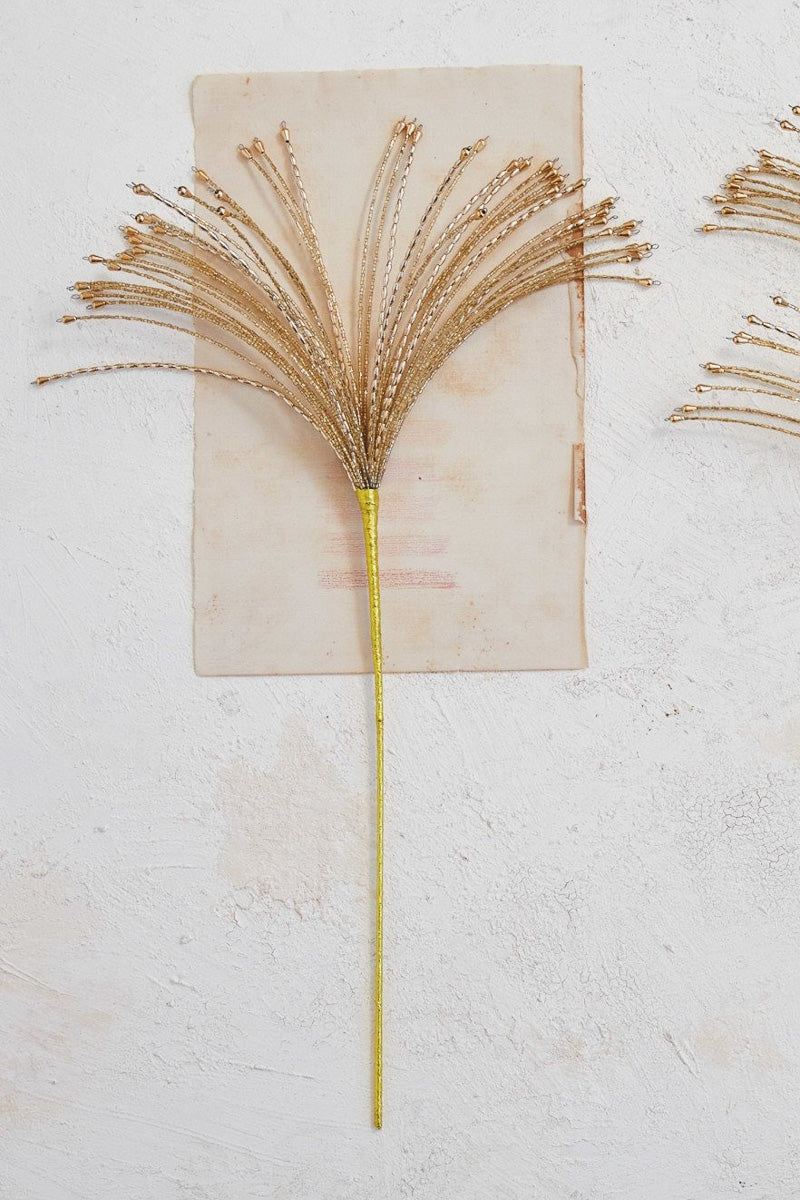 Faux Metal and Glass Beaded Spray 22" Gold
