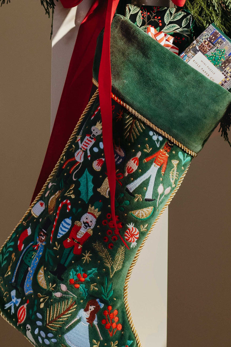 Rifle Paper Co. Nutcracker Embroidered Stocking