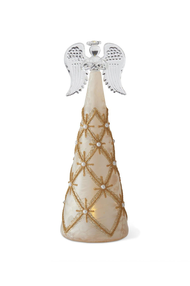 Tall Angel LED Large Gold & Pearl